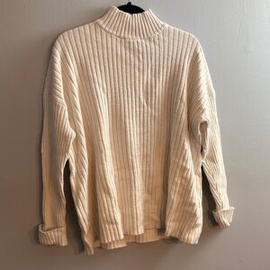 LOFT Cream Ribbed Knit Sweater